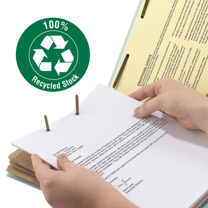 Smead 100% Recycled Pressboard Classification File Folder, 3 Dividers, 3" Expansion, Legal Size, Gray/Green, 10 per Box (19093) - Image 4
